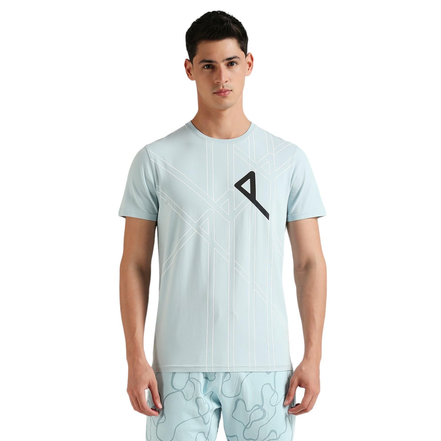 Pepe Jeans Nuwan Placement Print T-Shirt Pale Blue