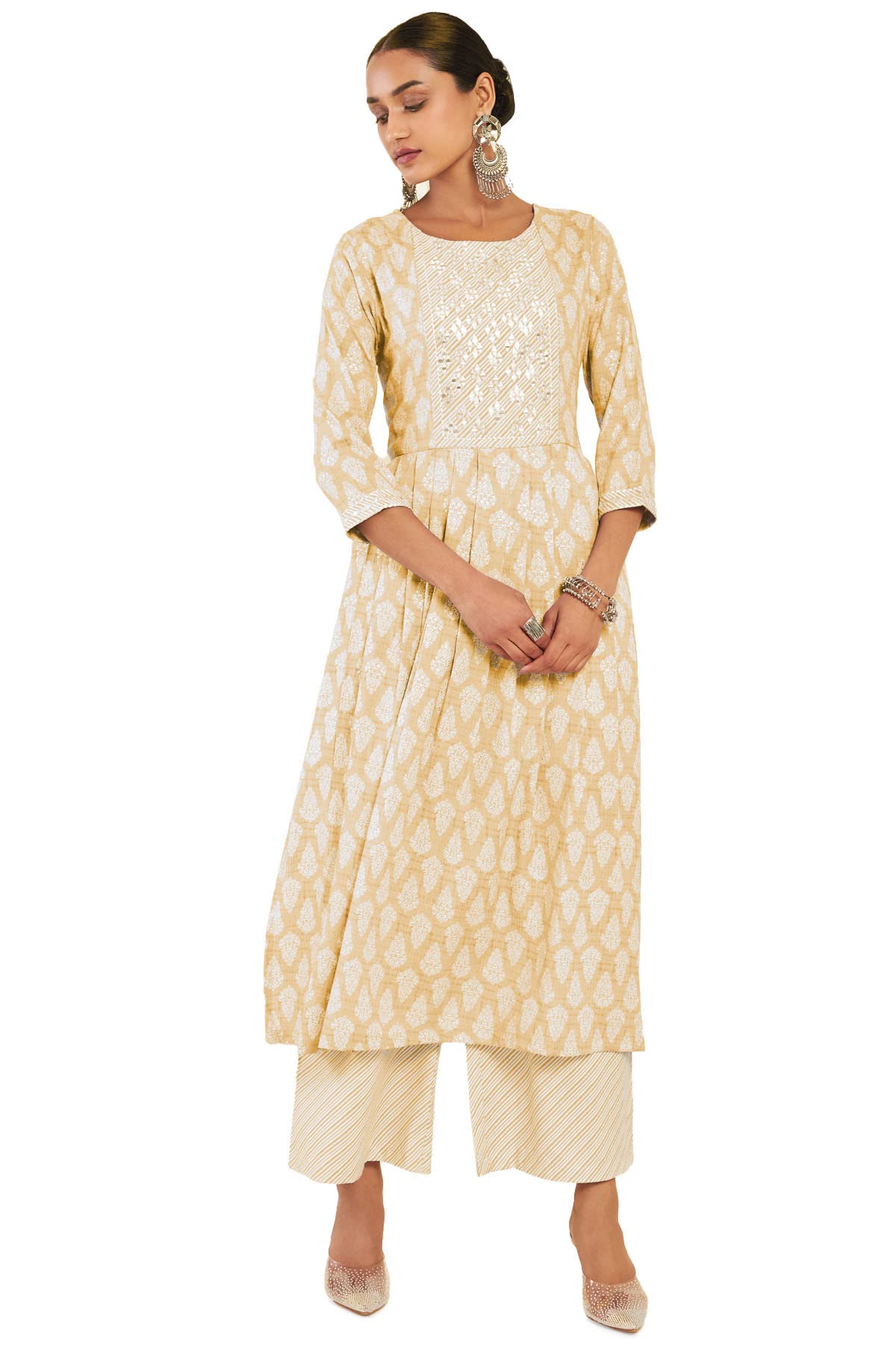 Soch Women Floral Yellow Rayon Kurta Set (8907715948783_Yellow_M)