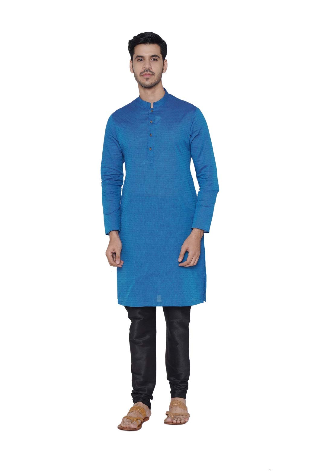 Manyavar MenS Cotton Regular Fit Kurta Only (Ml12005-306_Blue_2Xl)