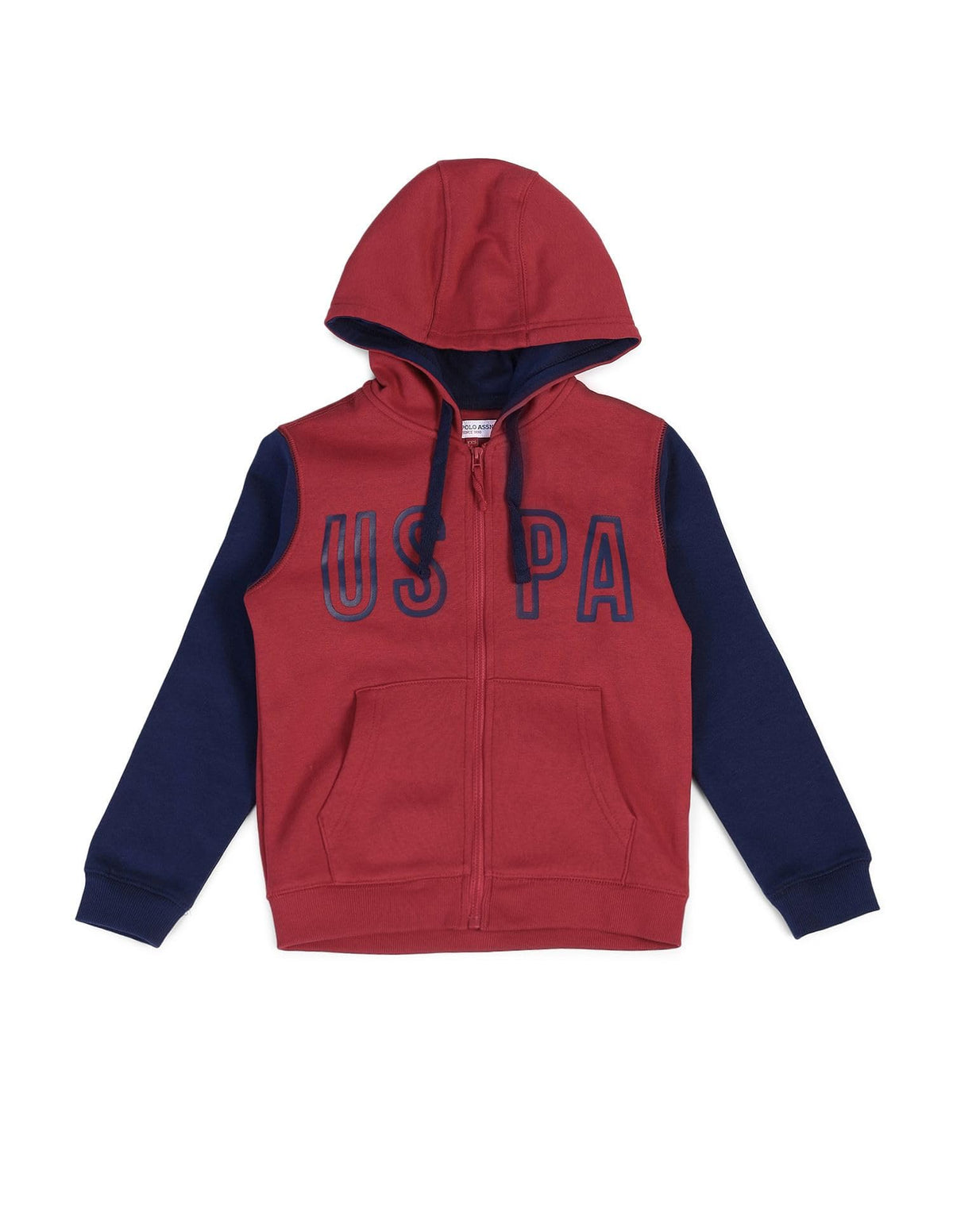 U.S. Polo Assn. Kids Regular fit Cotton Hooded Sweatshirts (UKSWSON0165_Red_1314Y) 13-14