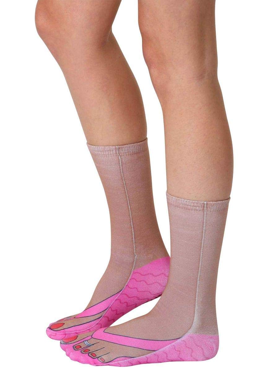 Living Royal Photo Sublimation Crew Socks, 3D Print, Colorful & Durable, One Size Fits Most, Made in USA, Flip Flops Design