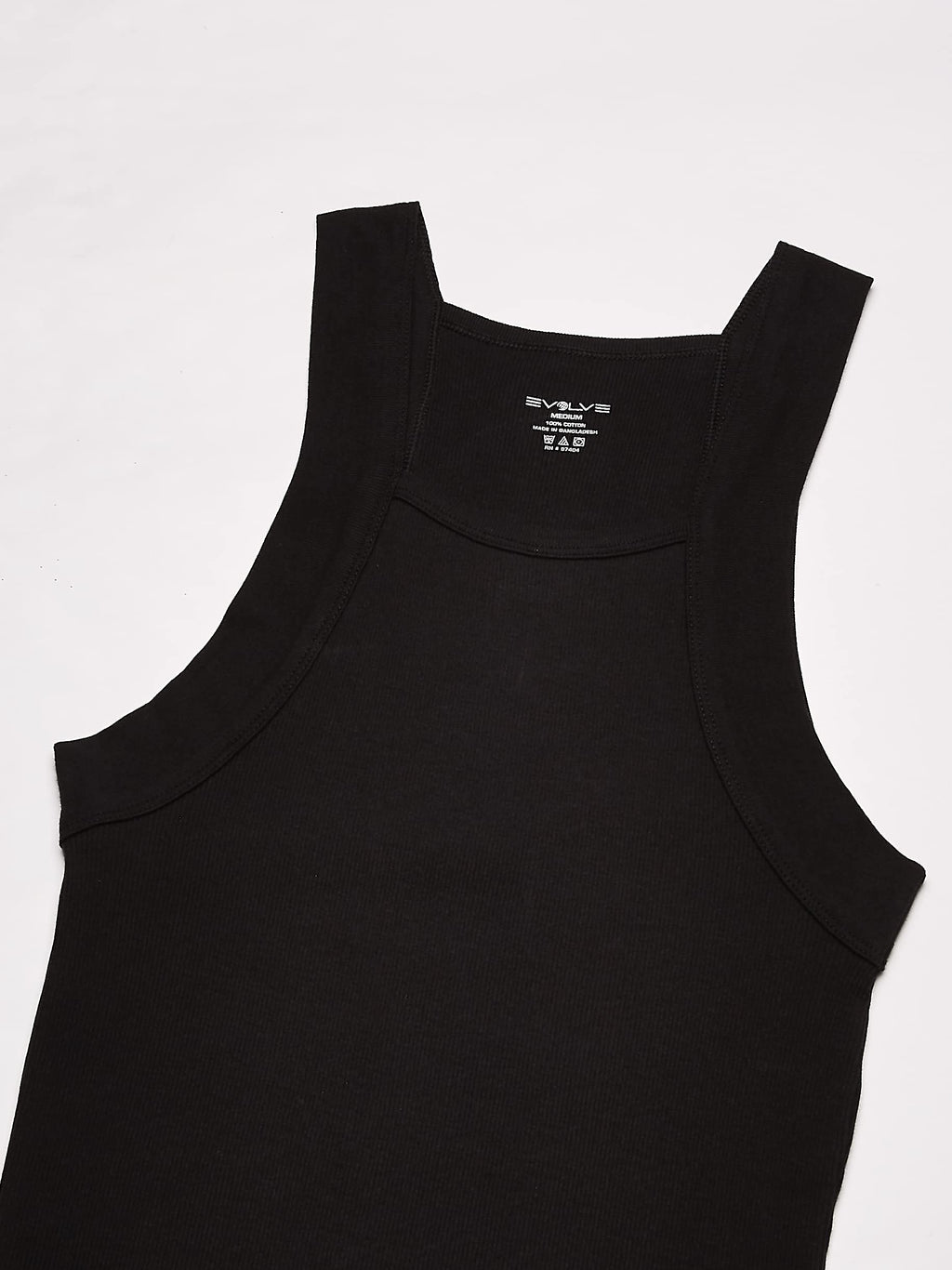 Evolve Men's Cotton Comfort Square Cut Tank Multi Pack, Black, X-Large
