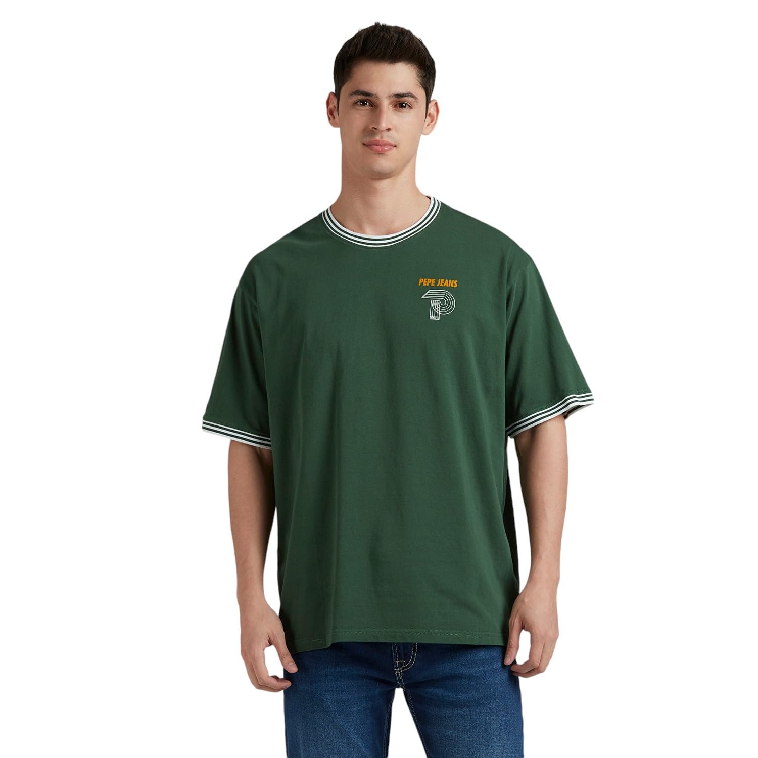 Green Flock Print Short Sleeve Oversized T-Shirt