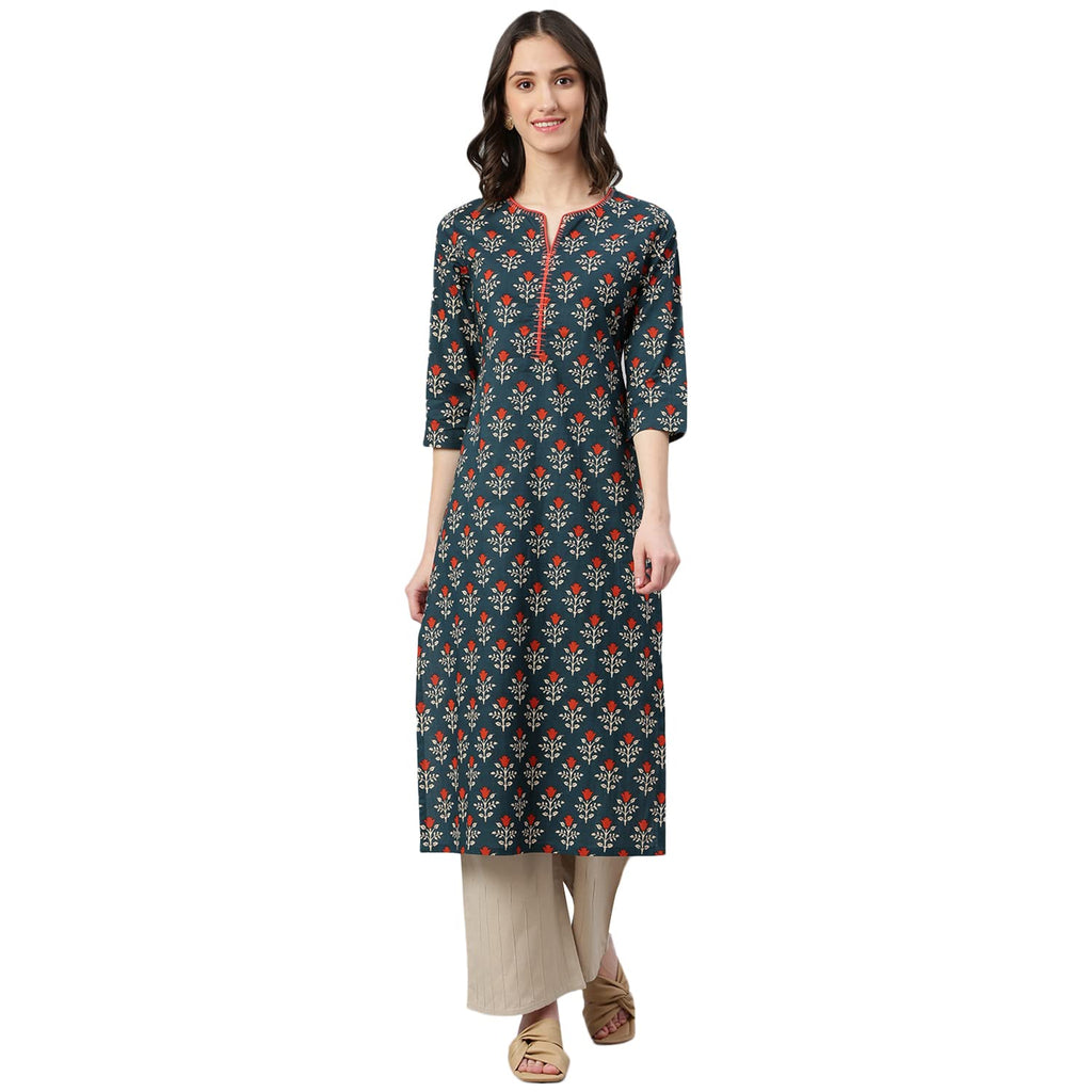 Idalia Navy Blue Printed Kurta