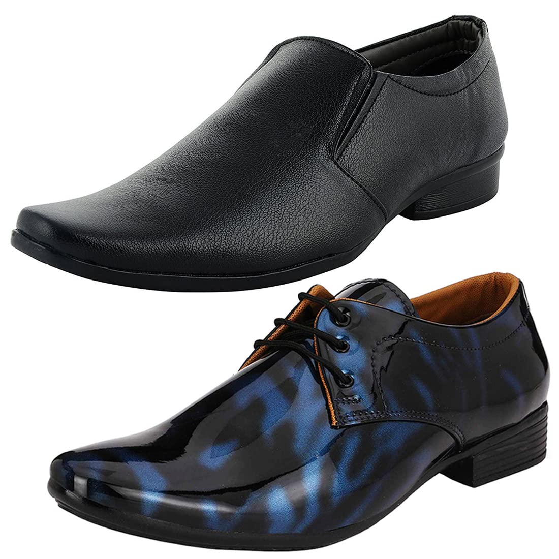 Stylish Formal Shoes/Party Shoes/ 2 Shoes Combo with Free Belt for Men and Boys (BAZAAR8482_VTR01BlkBlu2003Blk) Multicolor 7