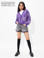 The Souled Store Lavender Stories Oversized Cropped Women Knitted Sweaters for Womens and Girls