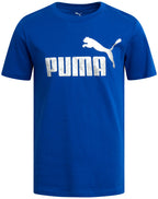 PUMA Boys' T-Shirt - Cat Logo T-Shirt for Boys - Athletic Crewneck Short Sleeve Tee (S-XL), Size Large, Vivid Blue/White