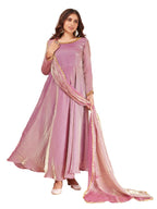 Xomantic Fashion Womens Silk Blend Anarkali Gown With Dupatta
