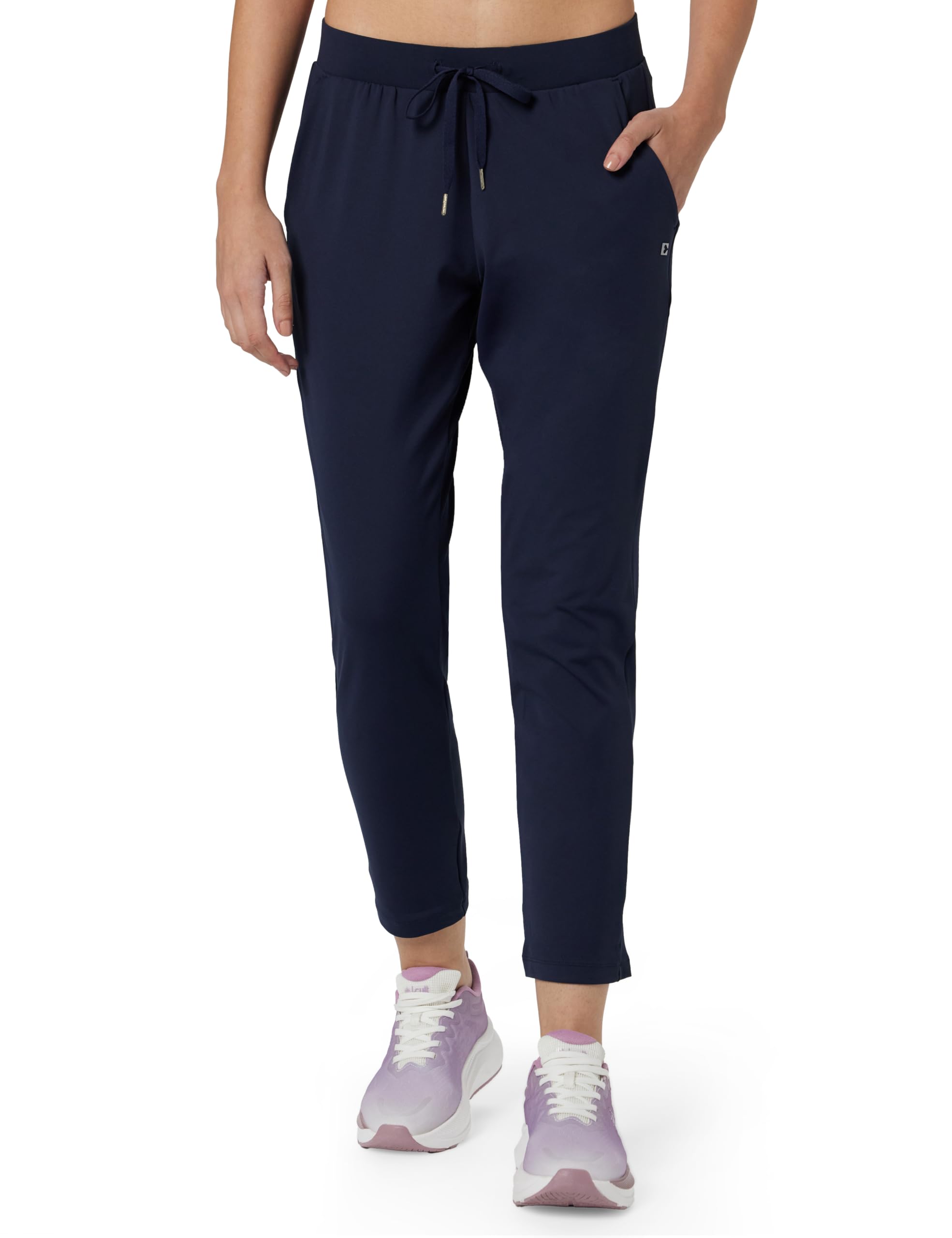 Enamor Athleisure Womens Polyester Blend Mid Rise Relaxed Fit 7/8 Length Quick Dry 4 Way Stretch Antimicrobial Smart Active Tra