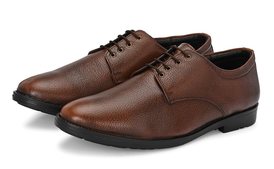 Massari Genuine Leather Derby Lace Up |Formal Shoes for Men for Office | TPR Sole 303DT Brown8 8
