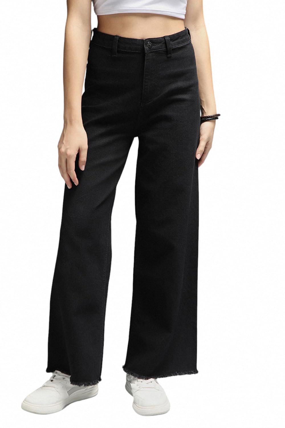 High Star Women Straight Fit High-Rise Clean Look Stretchable Jeans