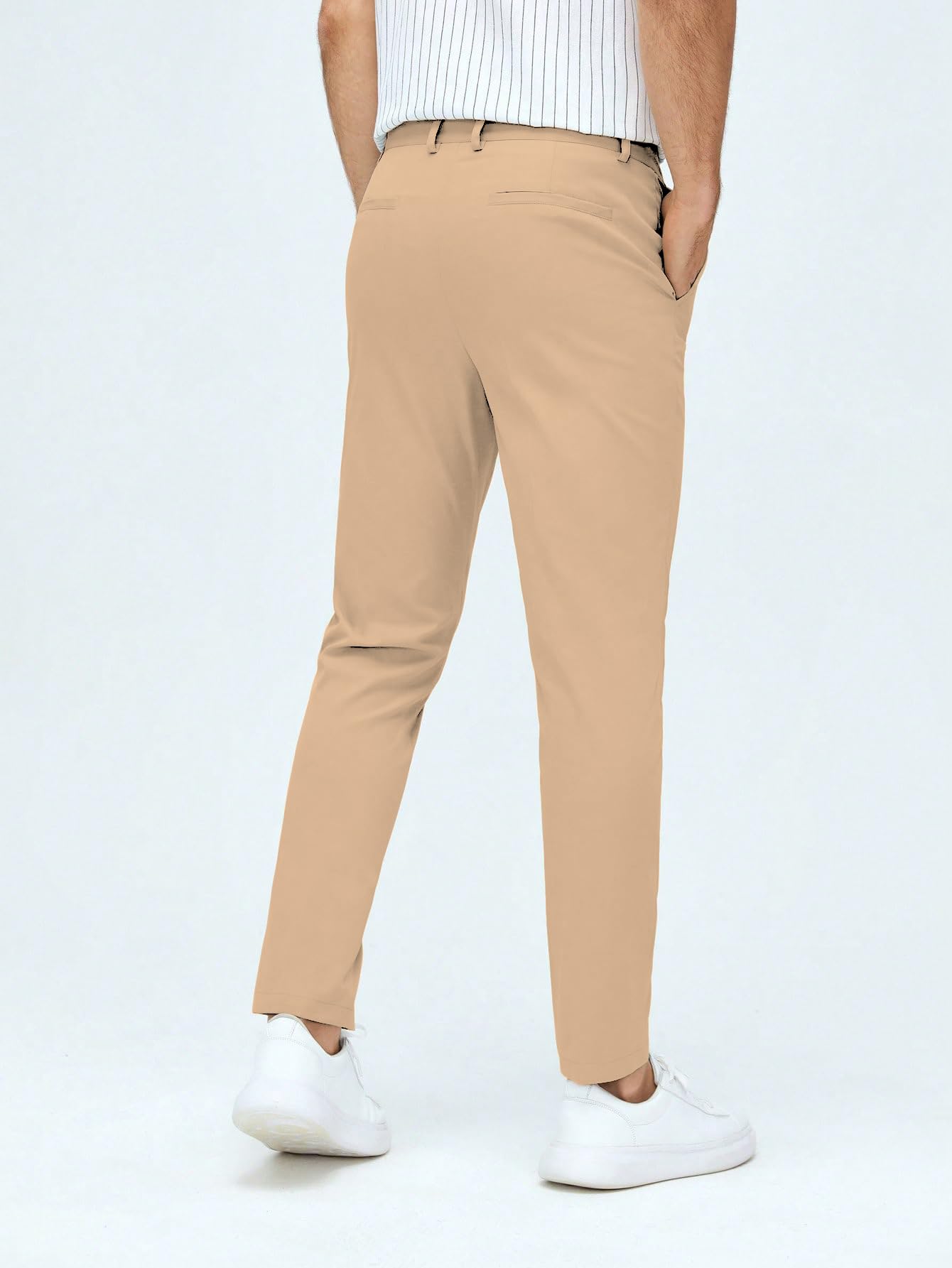 AVANOVA Mens Classic Dress Pants with Side Pockets | Solid Skin Tapered Suit Trousers, Business Formal Office Wear Regular Fit P