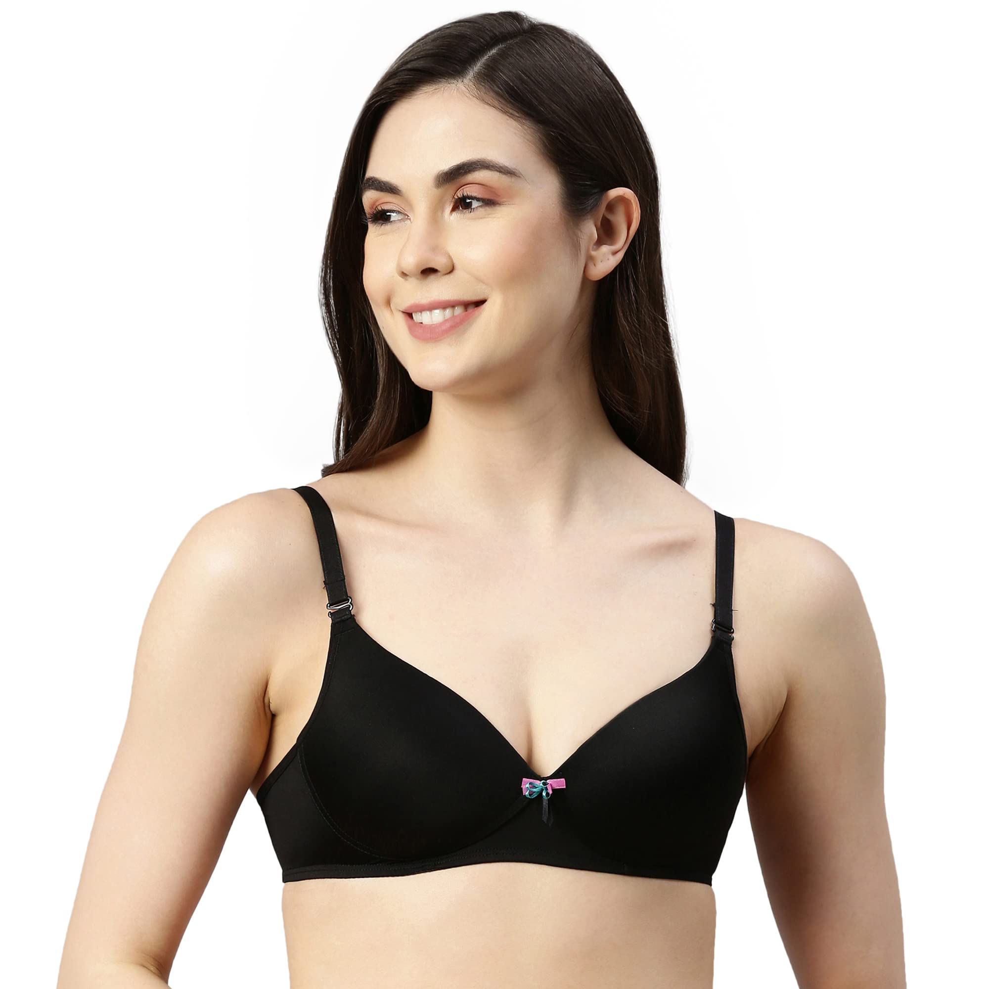 Enamor F023 Perfect Plunge T-shirt Bra Padded, Wirefree & Medium Coverage