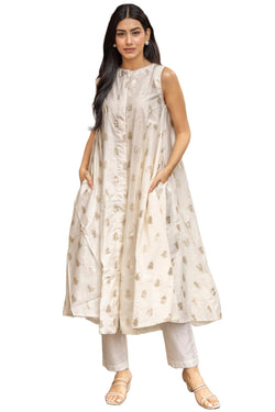 ANNI DESIGNER Womens Rayon Viscose A-Line Printed Kurta with Pant (Balari Cream_XXL_Cream_XX-Large)
