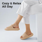Leevar Khaki Cloud Slides for Women and Men Soft, Comfy, Relax Cloud Slippers, Thick Sole, Non-slip Slides for Men, Easy to Clea