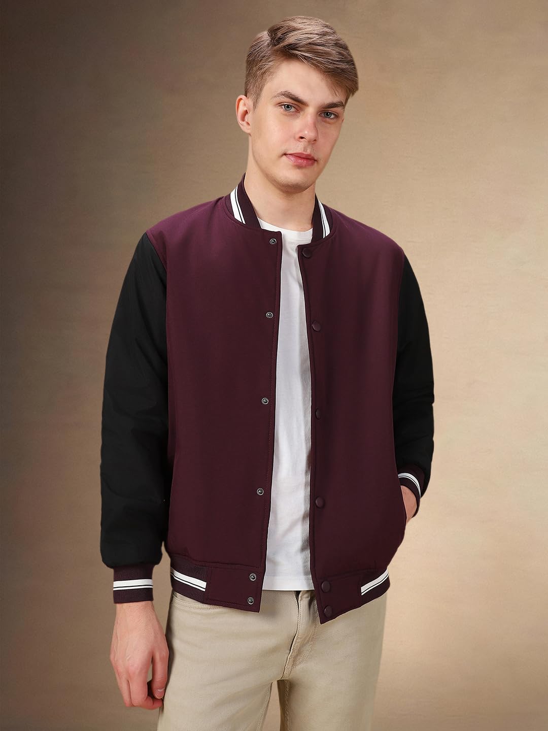Dennis Lingo Men Colorblock Polyester Regular Fit Full Sleeves Bomber Jacket