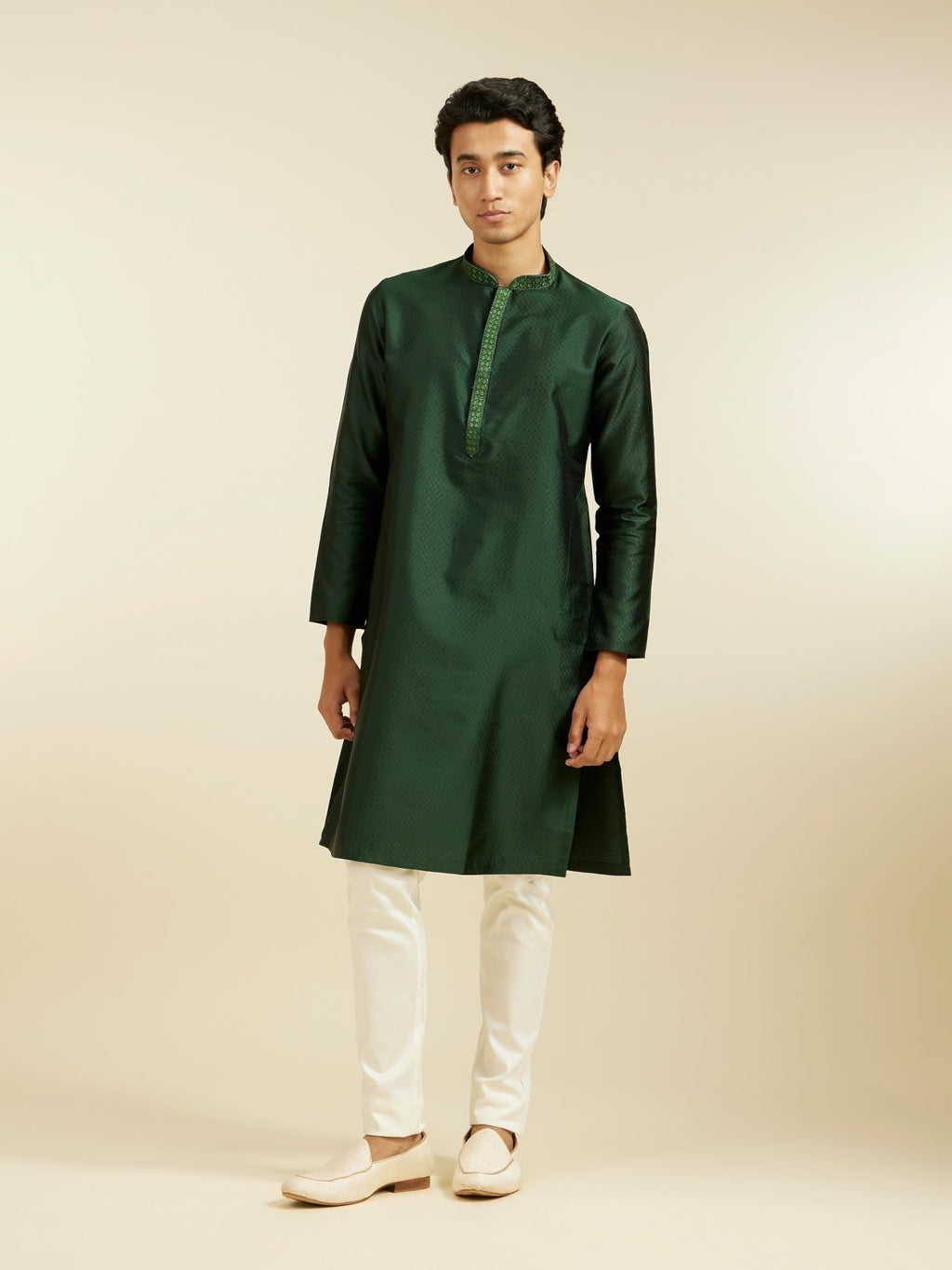 Diwas By Manyavar MenS Art Silk Thread Work Kurta (Green,M)
