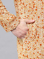 See Designs MenS Cotton Regular Fit Printed Straight Kurta