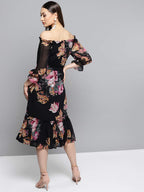 Rare Women'S Synthetic A-Line Knee-Long Dress (Ep4161B_Black_L)