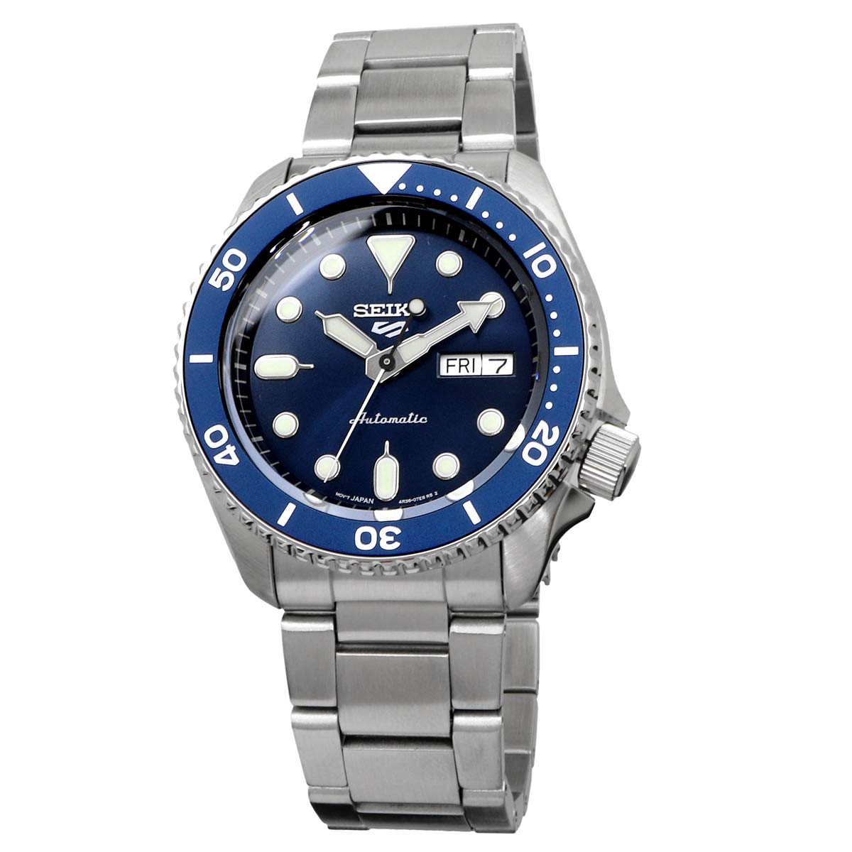 SEIKO SRPD51 Automatic Watch for Men - 5 Sports - Blue Sunray Dial, Day/Date Calendar, LumiBrite Hands and Markers, and Rotating