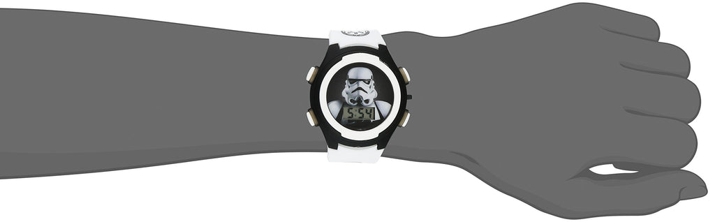 Accutime Star Wars Kids' Stormtrooper Digital Display LCD Quartz White Watch for Boys (Model: STM3488)