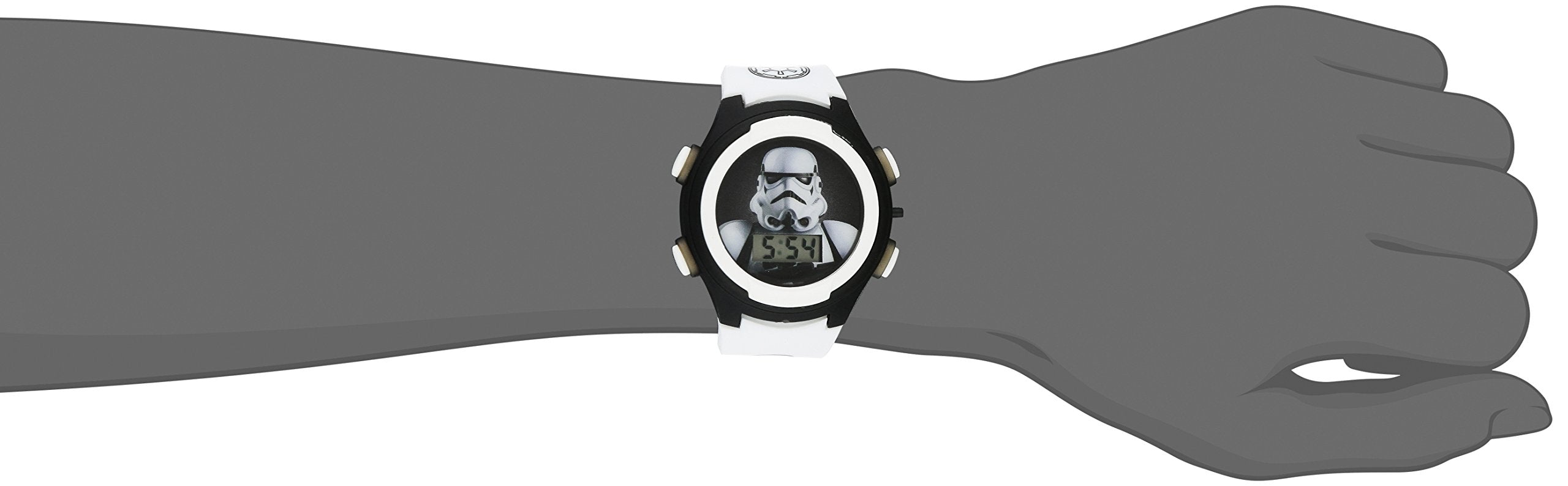 Accutime Star Wars Kids' Stormtrooper Digital Display LCD Quartz White Watch for Boys (Model: STM3488)