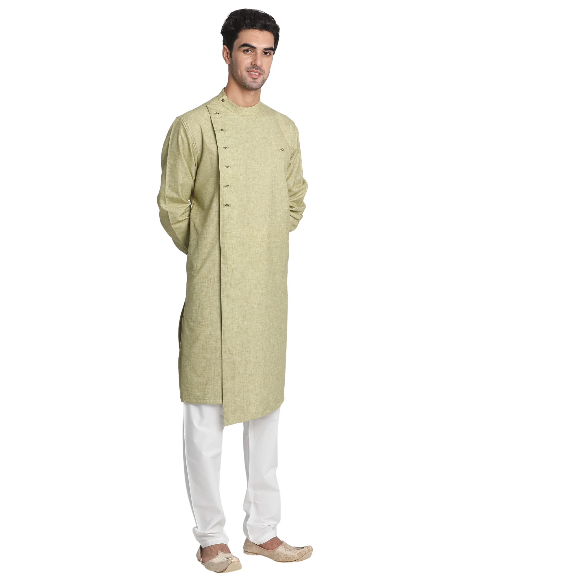 Manyavar Mens Kurta, Full Sleeves Viscose Blend Kurta for Men