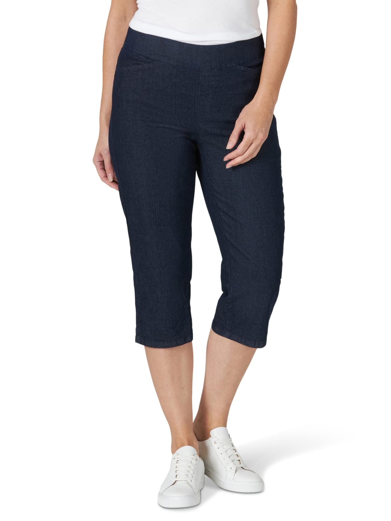 chic classic collection Womens Easy Fit Elastic Waist Pull-On capri, Dark Shade, 18