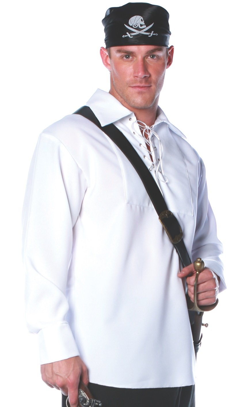 Underwraps Costumes Men's Pirate Shirt Costume, White, X-Large