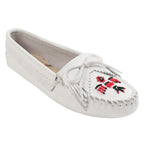 Minnetonka Women's Thunderbird Softsole Moccasin,White Smooth,7.5 M US