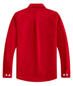 Springgege Boys Long Sleeve Dress Shirts Formal Uniform Woven Solid, Red, 5-6 Years