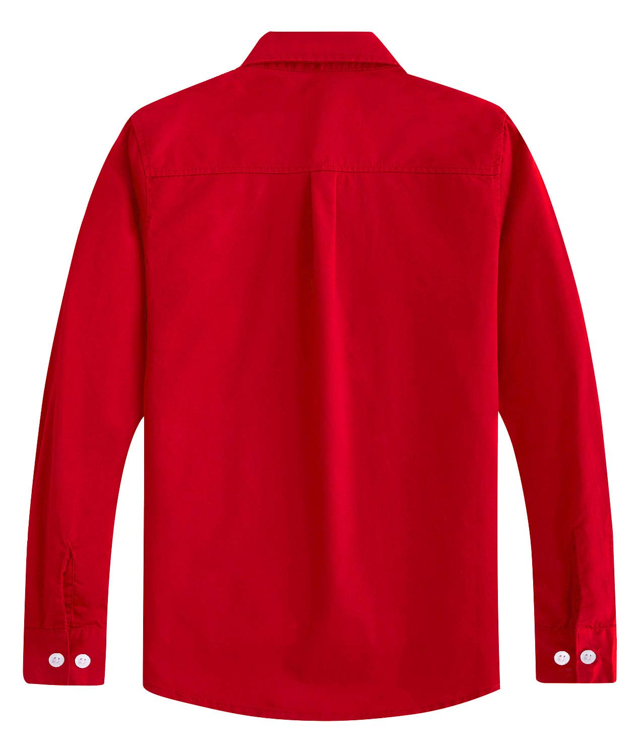 Springgege Boys Long Sleeve Dress Shirts Formal Uniform Woven Solid, Red, 5-6 Years