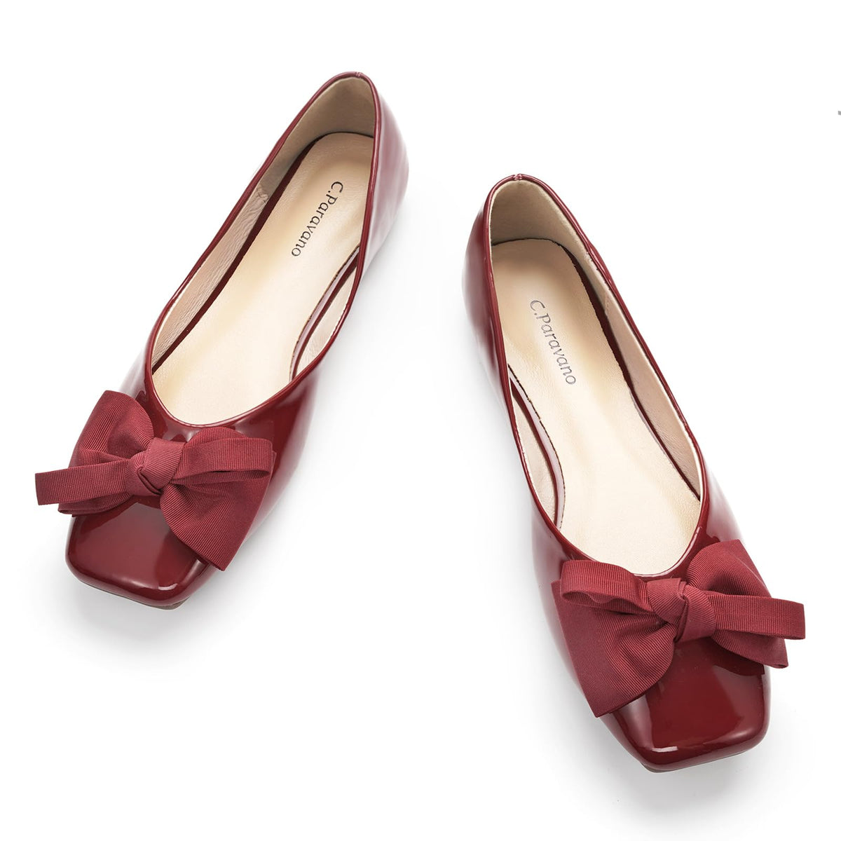 C.Paravano Flats for Women | Square Toe Shoes | Ballet Flats | Dressy Women Shoes, Brown, 10 8