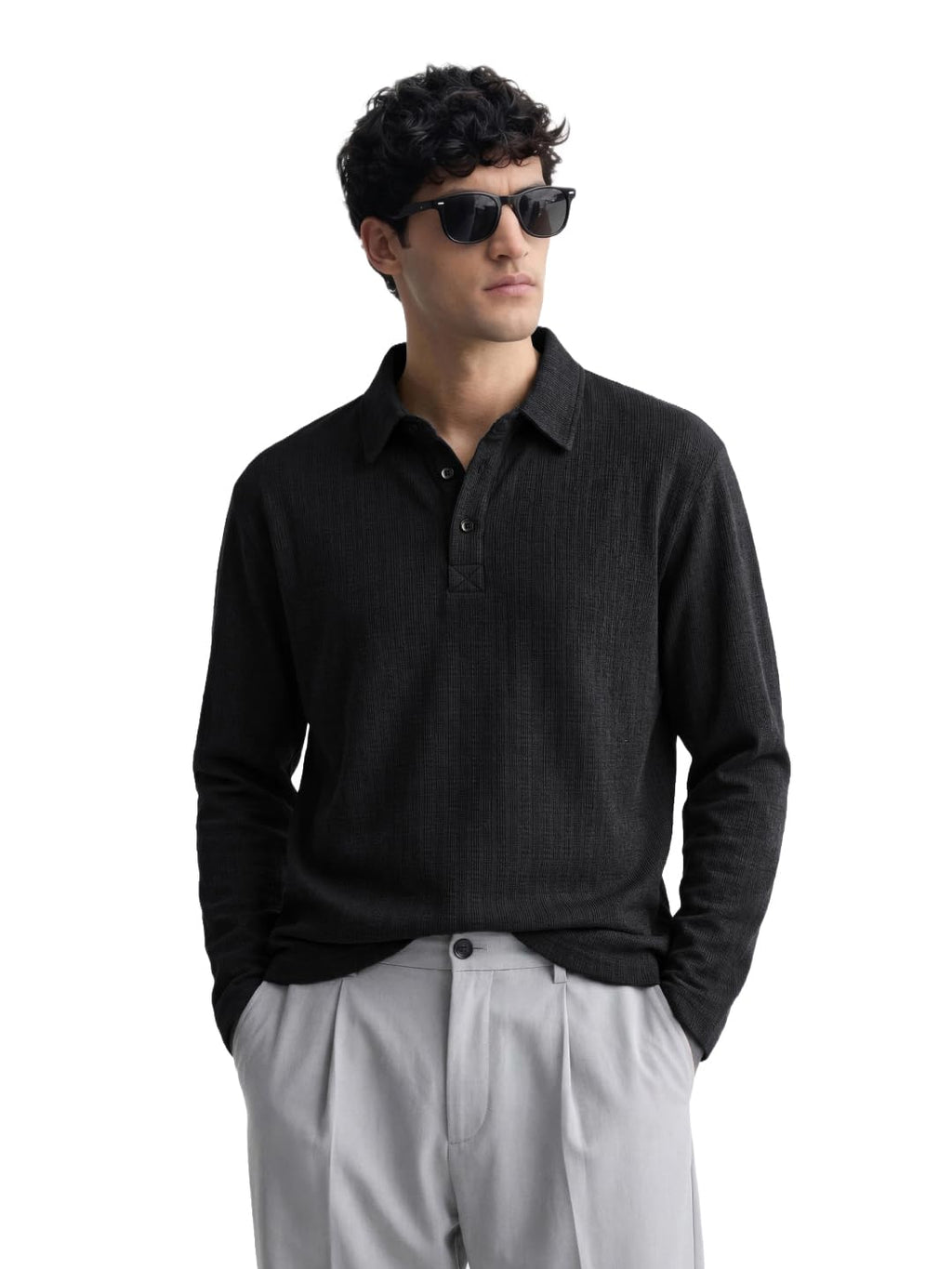 The Indian Garage Co Mens Relaxed Fit Textured Full Sleeves Sweater
