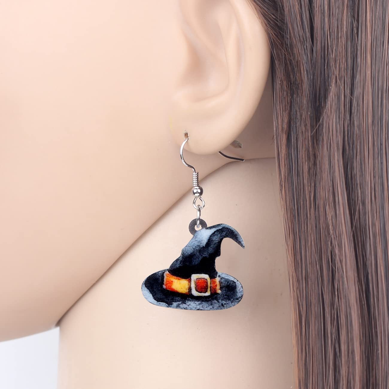 NEWEI Cute Acrylic Halloween Witch Pumpkin Earrings Big Long Dangle Drop For Women Festival Jewelry Gifts Charm