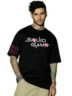 Bewakoof Official Squid Game Merchandise Mens Graphic Printed Oversized Fit Half Sleeve Round Neck Cotton Jersey T-Shirt_657414