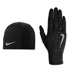Nike Mens Run Dry Hat and Gloves Set Black/Black/Silver L/XL
