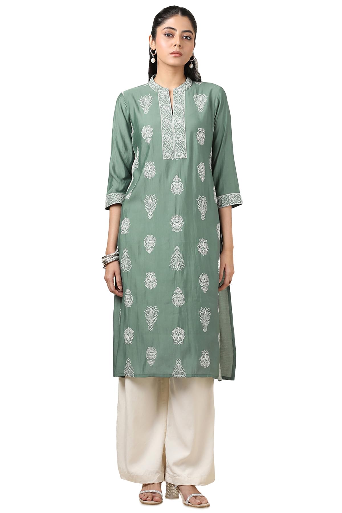 Soch Women Muslin Ethnic Floral Kurta with Thread Work