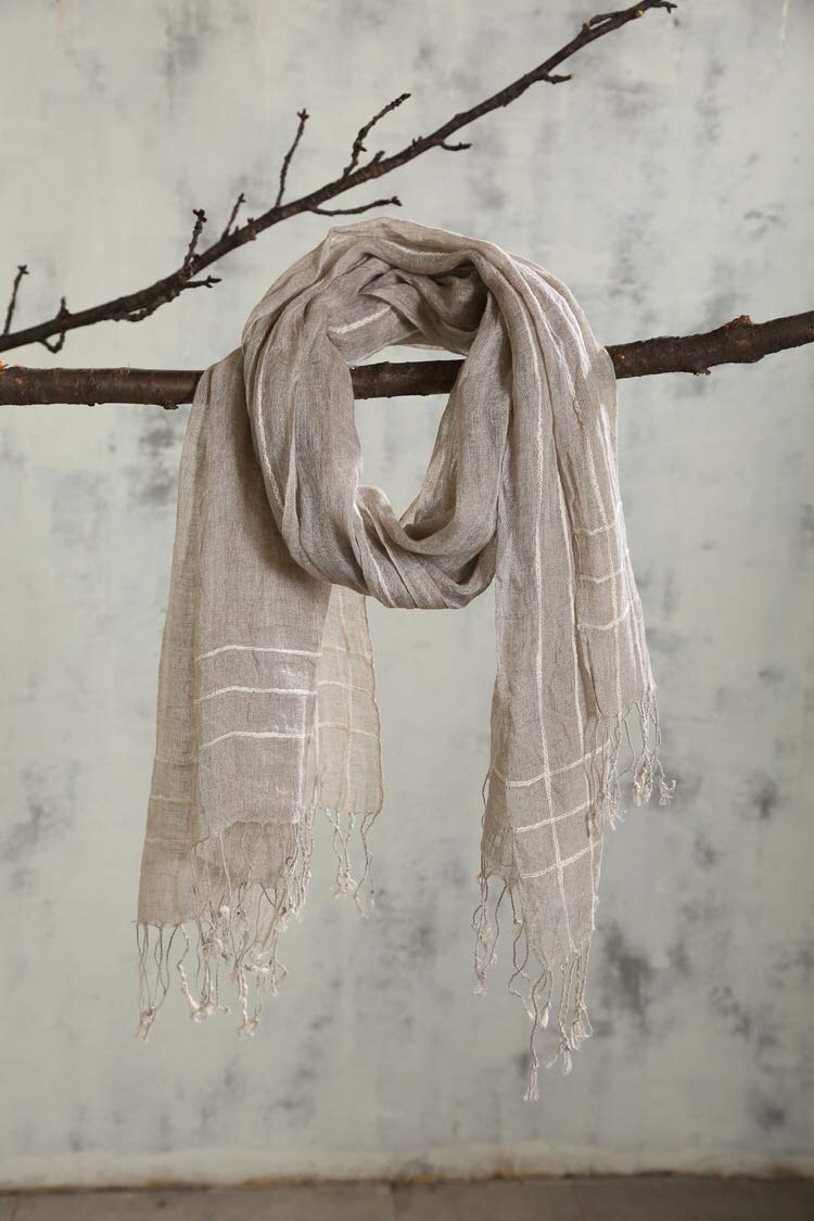 Jeelow Lightweight Cotton Scarf Scarfs For Women Shawls And Wraps Scarves For Men (Linen Stripe)