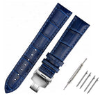 Moran Quick Release Leather Watch Bands Deployment Butterfly Buckle 18mm 20mm 22mm 24mm Blue Black Brown Calfskin Replacement Wa