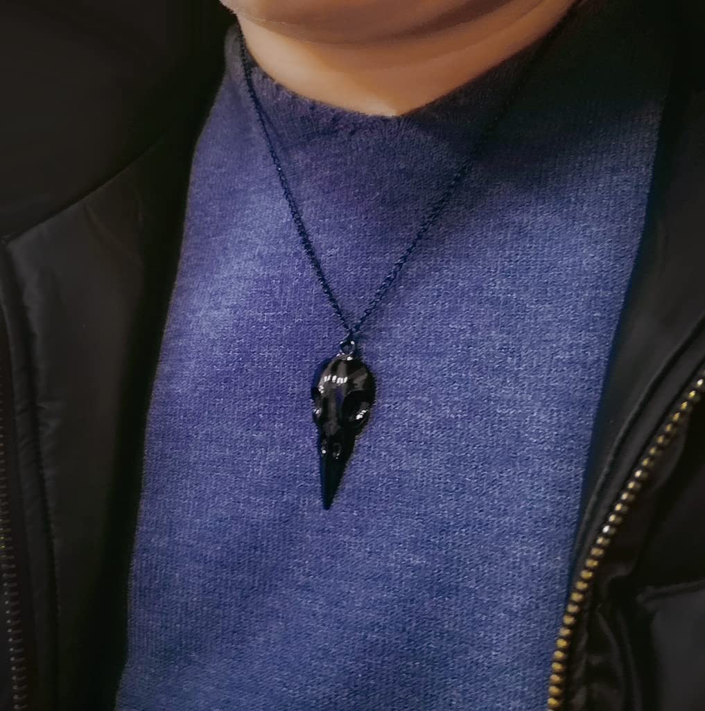 YOOESTORES82 Punk Metal Crow Skull Necklace. Hip Hop 3D Animal Bird Skull Pendant Necklace, Men Women Vintage Gothic Halloween J