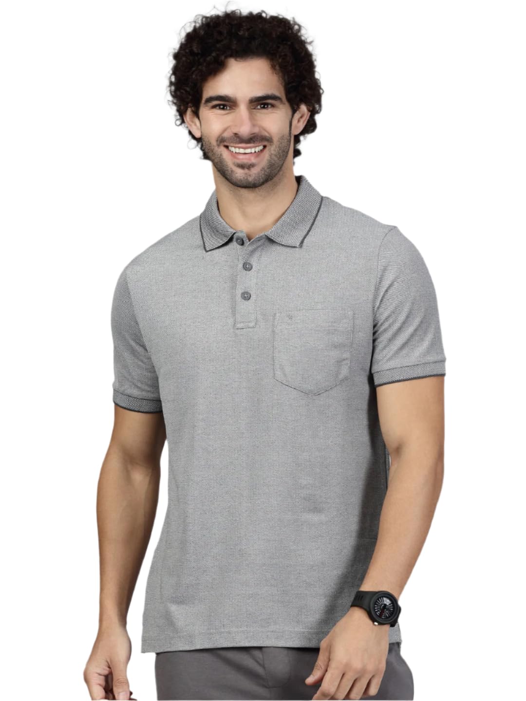 Ramraj Cotton Mens Expert Polo Tshirt With Pocket Heather Grey Ep36