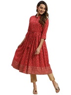 Rangita Red Rayon Calf Length Printed Flared Kurti For Women | Kurta For Women_4Xl