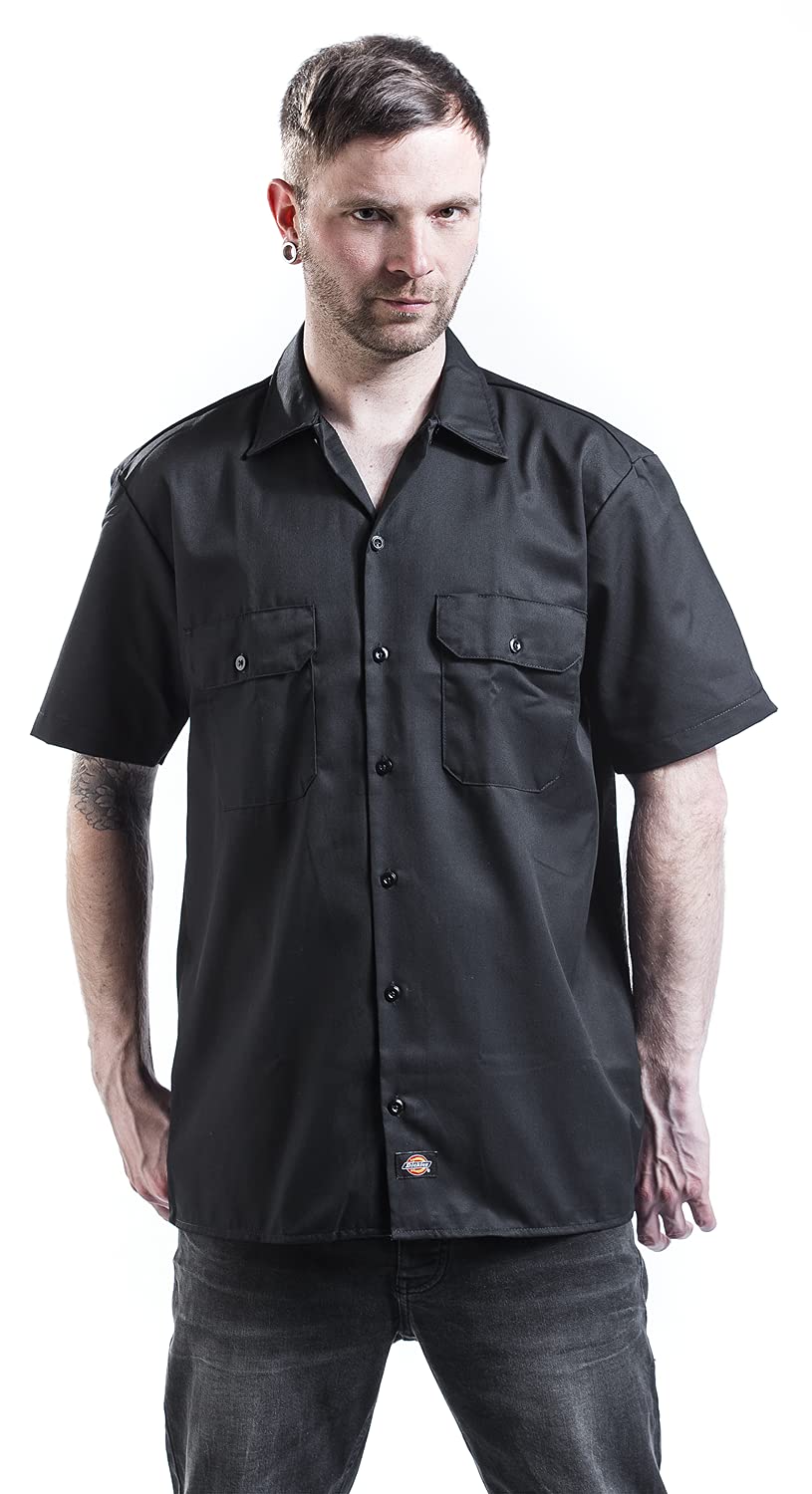 Dickies mens Short-sleeve Work Button Down Shirt, Black, XX-Large Tall US