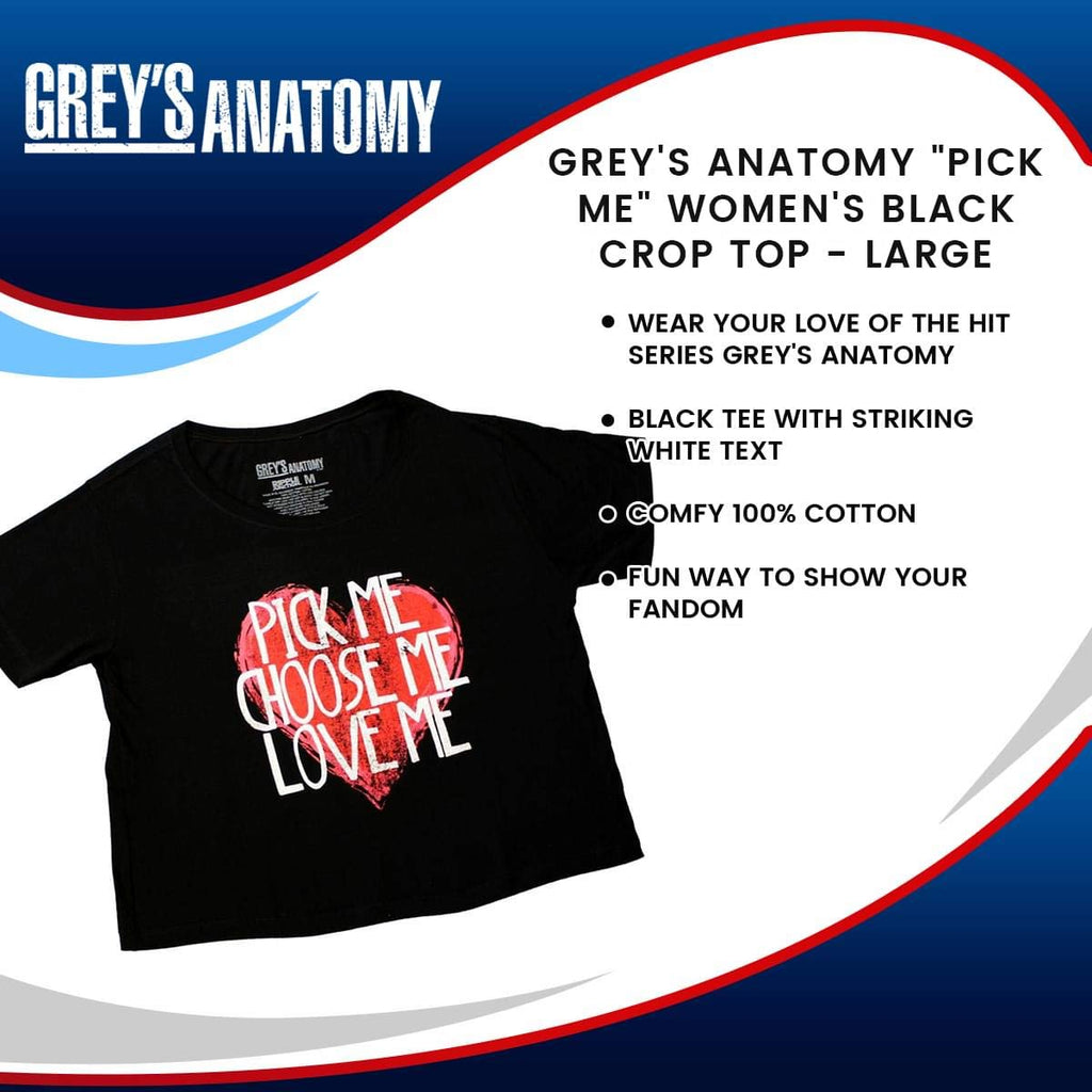 Greys Anatomy Pick Me Women's Black Crop Top - Large