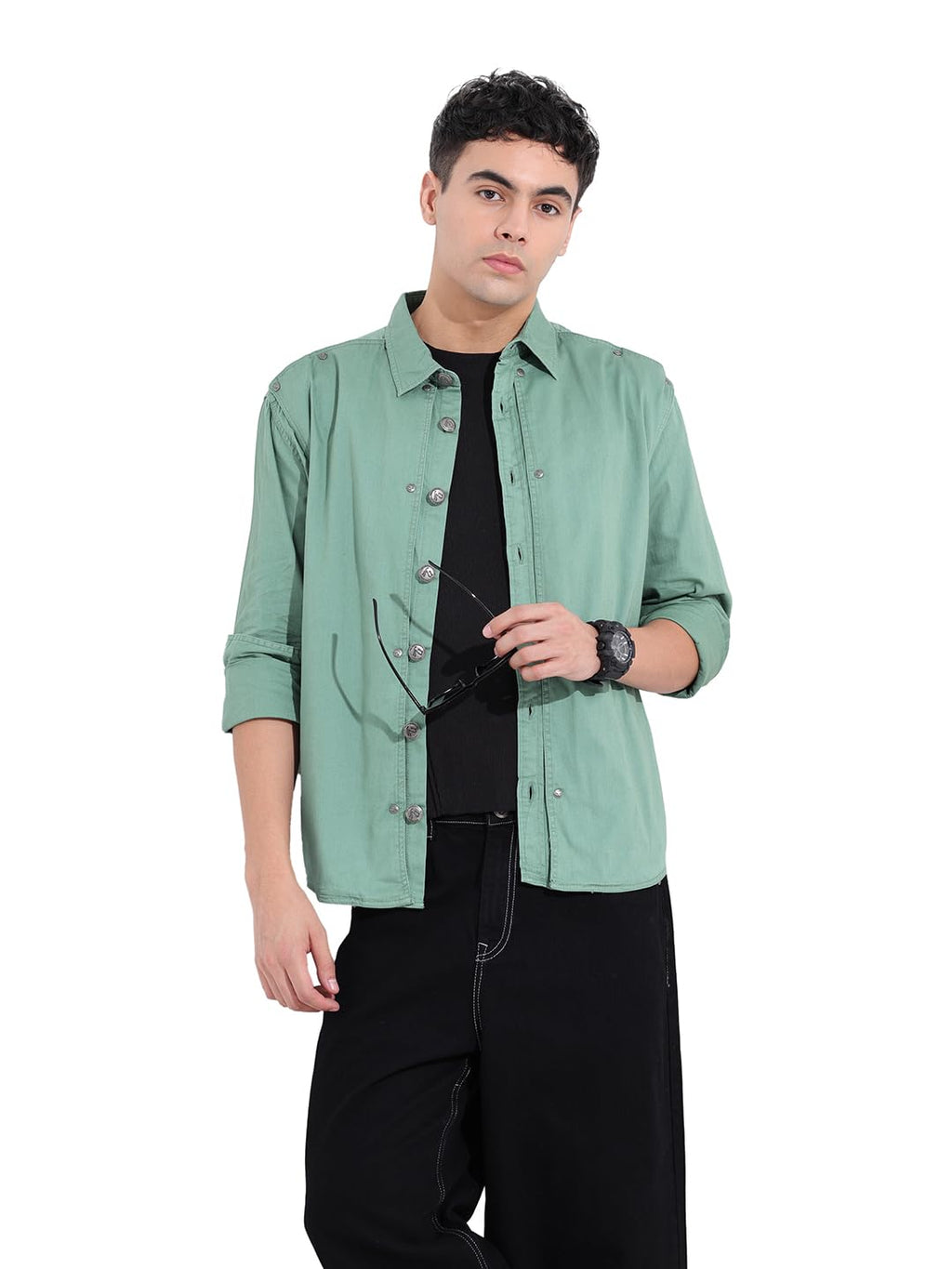 The Indian Garage Co Mens Regular Fit Solid Cutaway Collar Long Sleeves Street Sweater