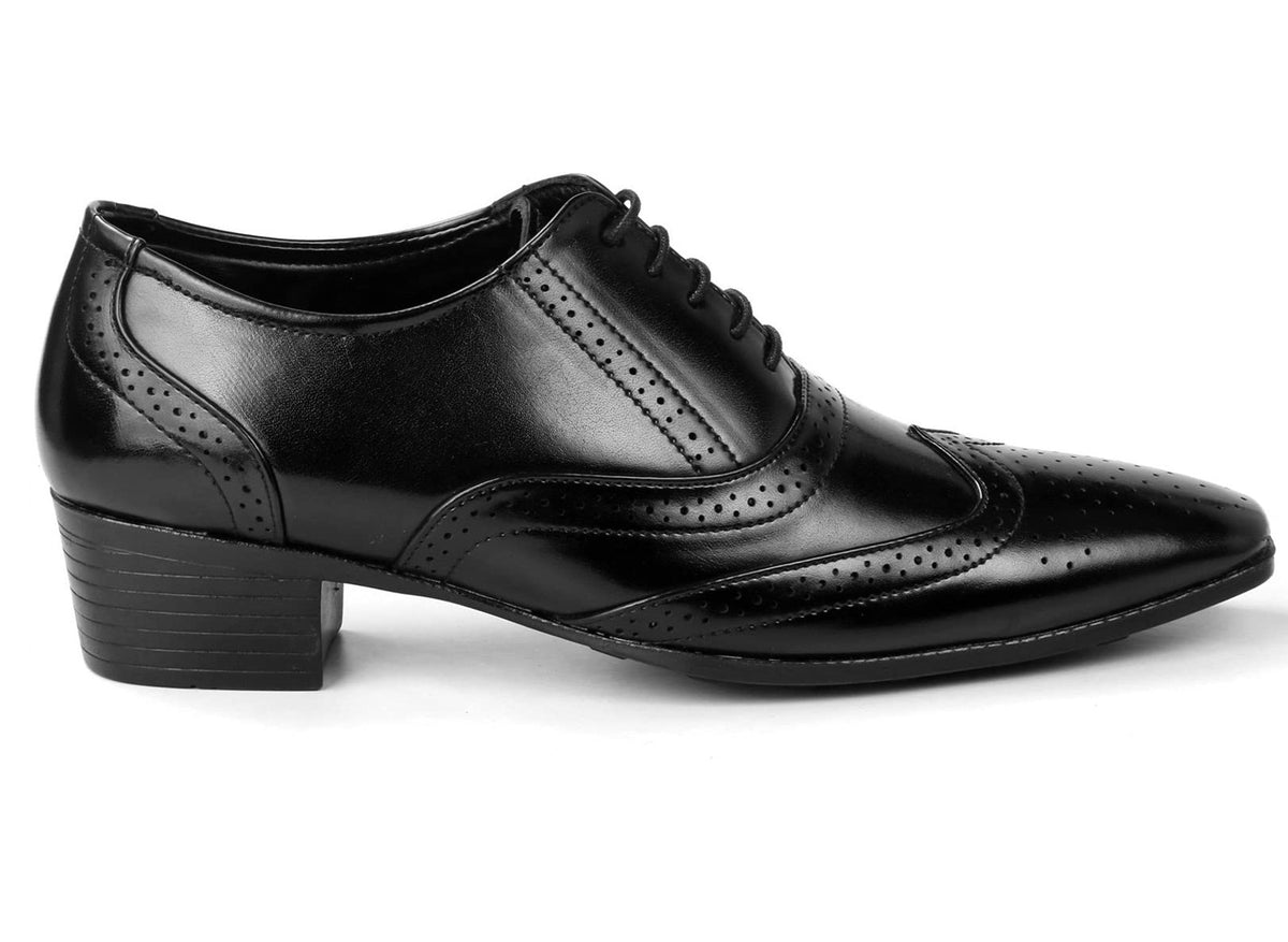 YUVRATO BAXI Mens 2 Inch Heel Height Increasing Black Formal Oxford laceUp Brogue Shoes7 UK 7