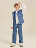 Kotty Boys Straight Fit Cotton Lycra Blend Solid Jeans Sky Blue