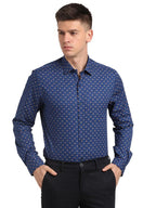 Turtle Men Cotton Blue Regular Fit Printed Shirts