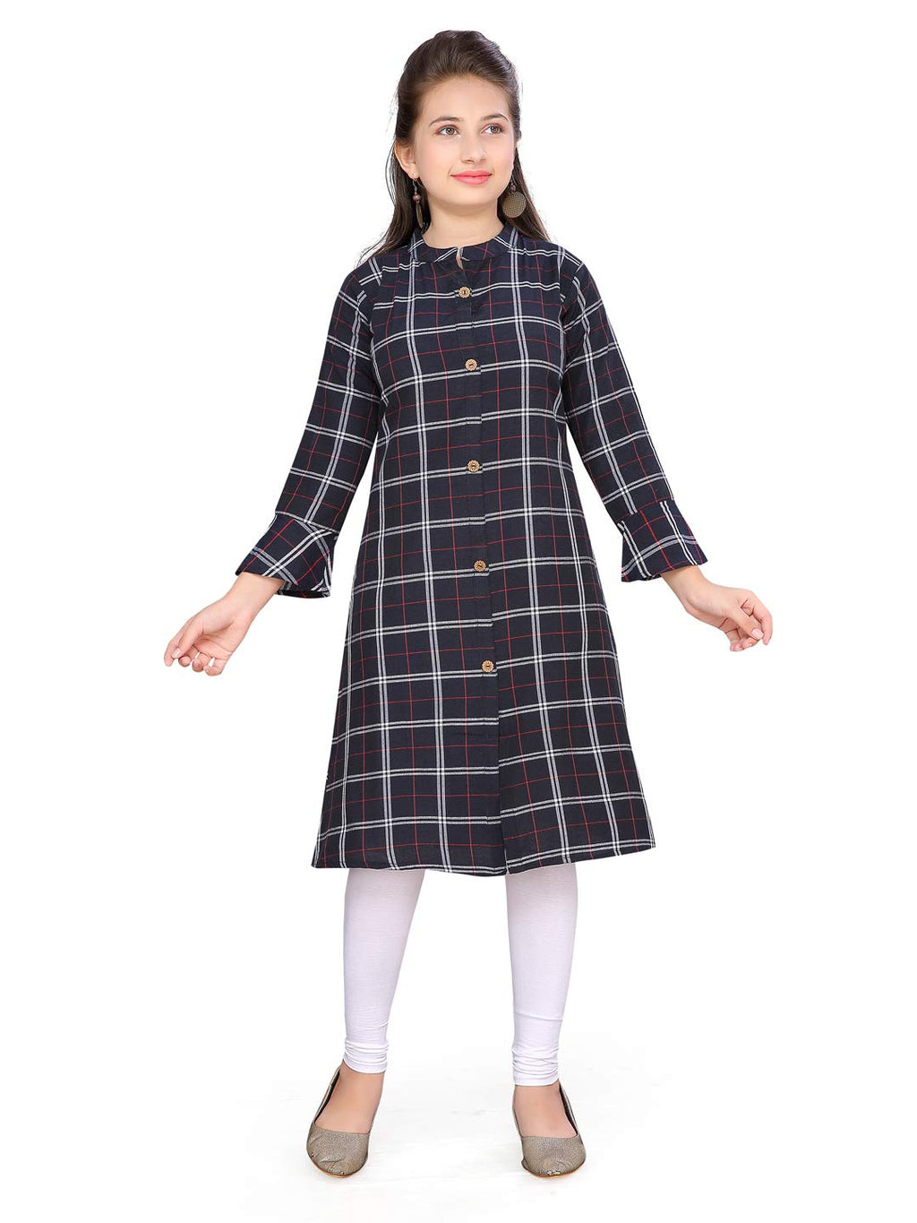 Aarika Girl'S Cotton Regular Tunic Shirt (Dkurti-Tr-Tc-4_Black_32)